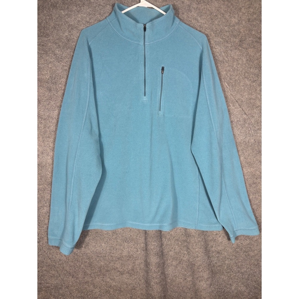 LL Bean Mens XL Regular Light Blue 1/4 Zip Fleece Pullover Jacket 280962‎